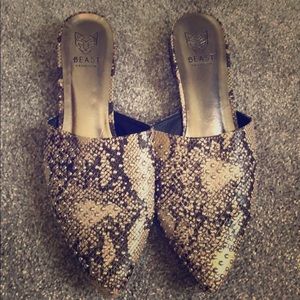 Studded Snake Skin Mules